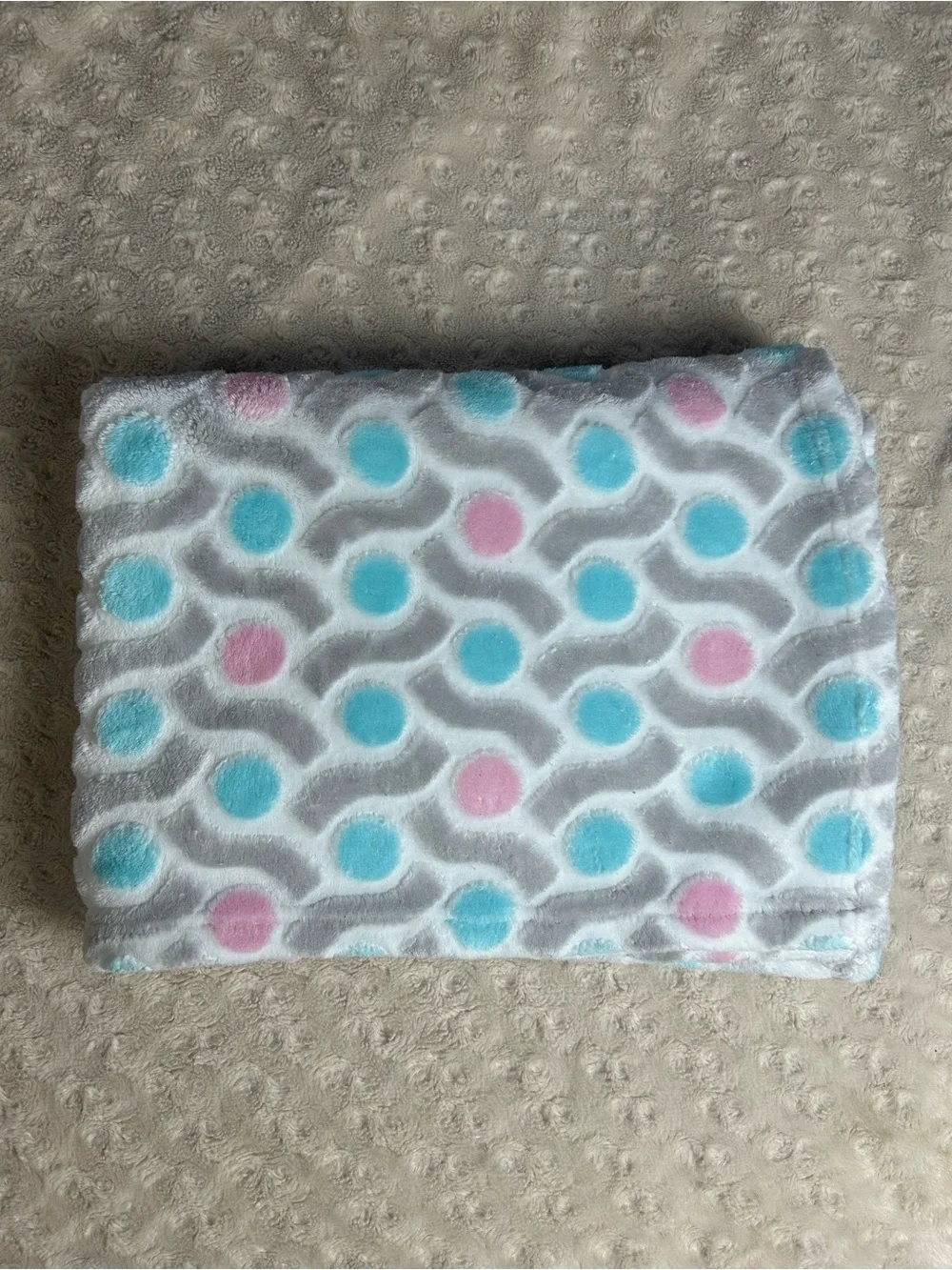 Bananafish Pink Blue Polka Dot Baby Blanket Gray White Geometric Geo Print Plush